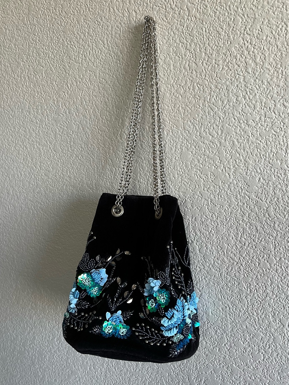 Long or Short Free People Velvet Beaded Purse